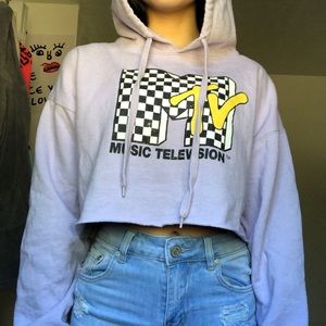 MTV Cropped 80s Vintage Style Hoodie
